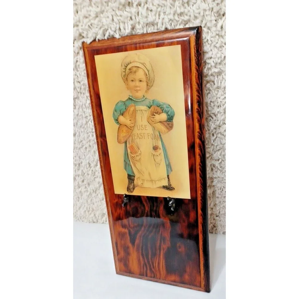 Vintage Yeast Foam Memo Pad Wood Wall Plaque Baker Girl Advertising 14.5” Sign